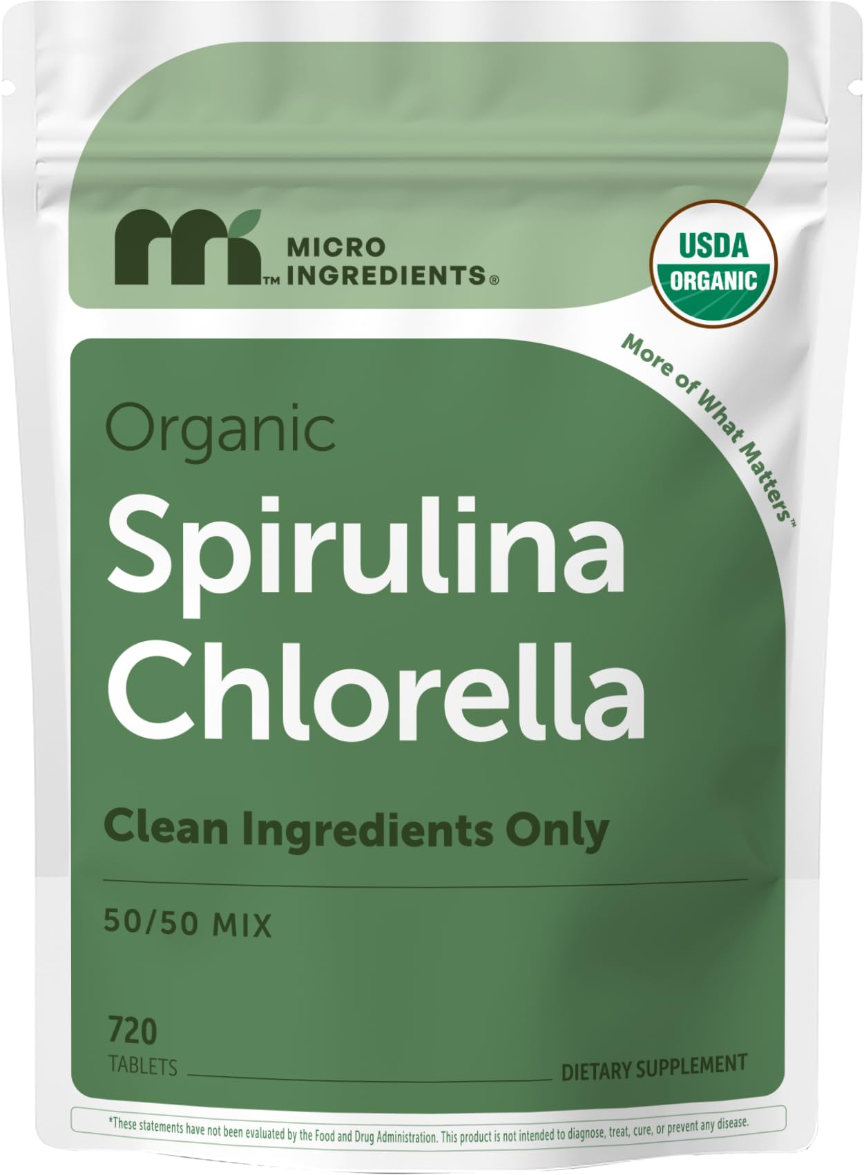 Micro Ingredients Organic Spirulina Chlorella Tablets, 720 Count | 4 Month Supply | 50/50 Algae Blend | Broken Cell Wall | Non-GMO, Filler Free