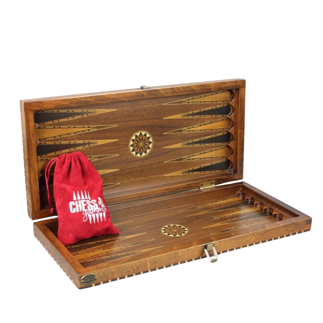 Helena Rural Walnut - Juego de ajedrez de backgammon de 50,8 cm, piezas de ajedrez francés Staunton