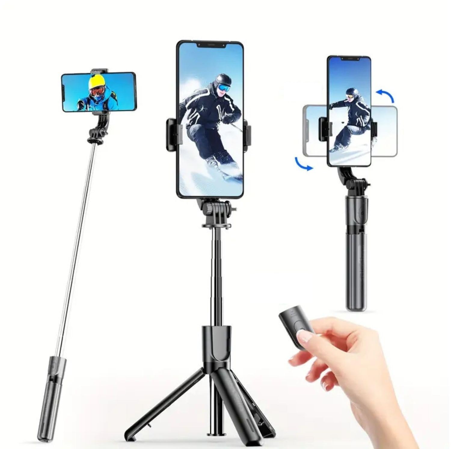 SooPii 3-in-1 Selfie Stick Tripod, 360° Rotation, Extendable & Portable Phone Holder Stand with Detachable Bluetooth Wireless Remote for Vlogging, Photography, iPhone, Android & Action Cameras-picture-16