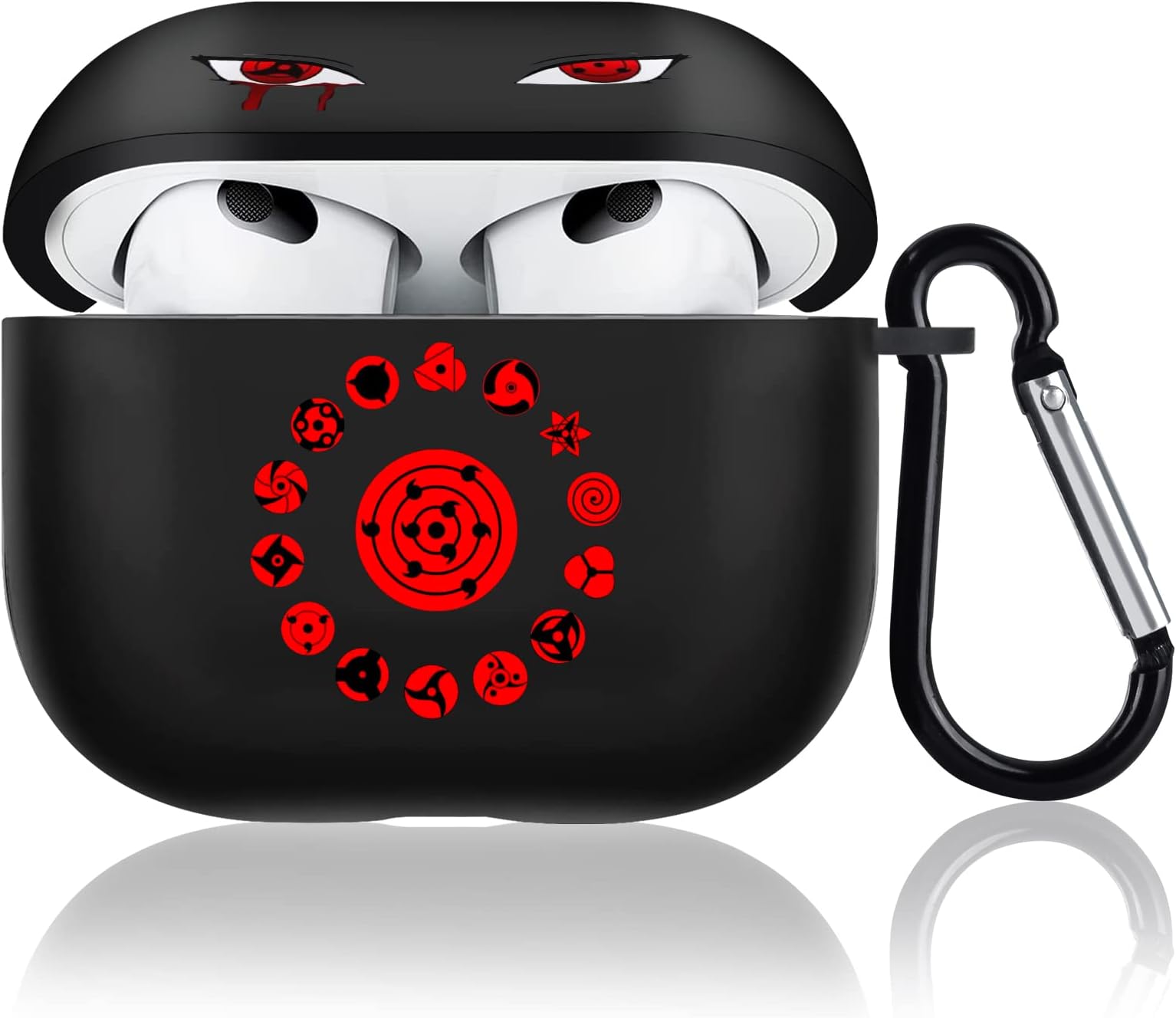 Anime Case for AirPod 3 with Keychain,Cool Red Cartoon Pattern Kawaii Design Soft Silicone Protective Cover for Boys Girls Yonth Teen Compatiable for Airpods 3rd Generation