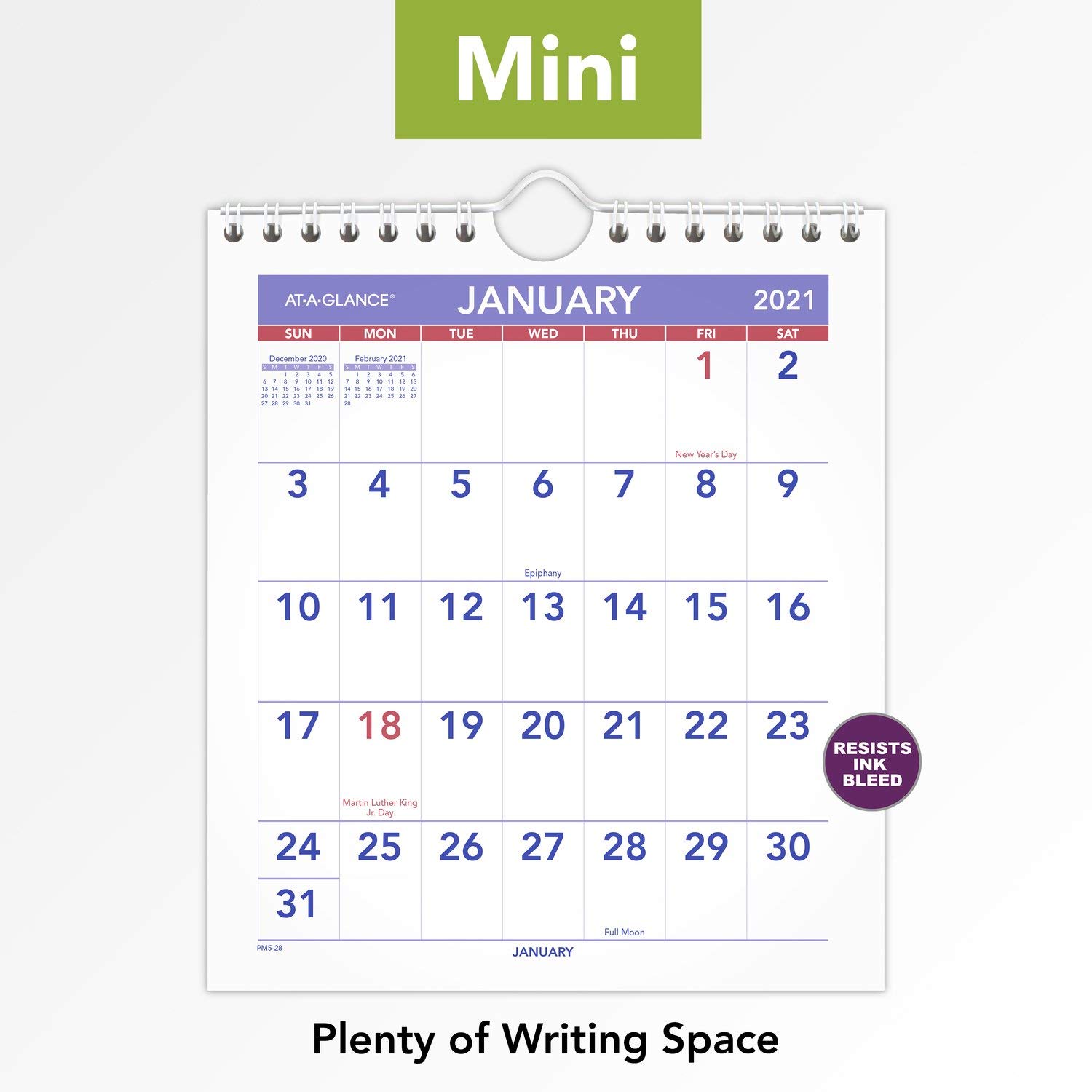 AT-A-GLANCE 2021 Wandkalender 17,8 x 20,3 cm, Mini, Spiralbindung (PM52821)