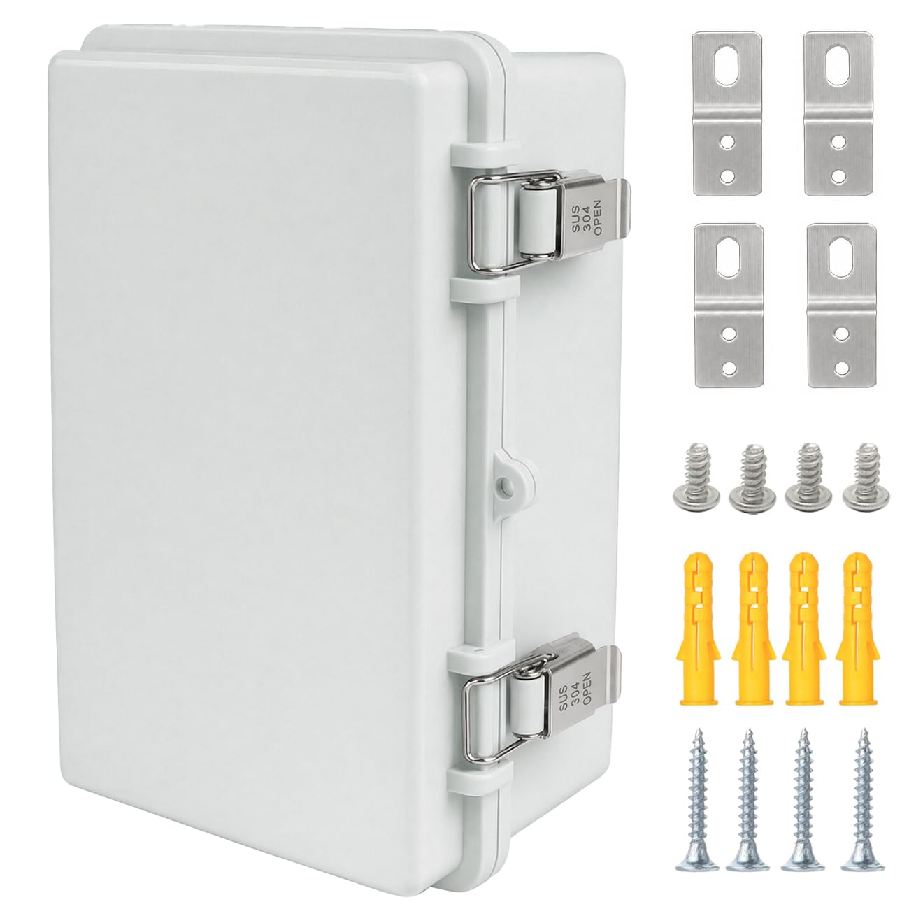 Junction Box,IP67 Waterproof Electrical Box Hinged Clear Cover Stainless Steel Latch Project Box Enclosure with Mounting Plate & Wall Bracket, Black 11.8 x 7.9 x 6.7inch(300x200x170mm) — Amazon image 27