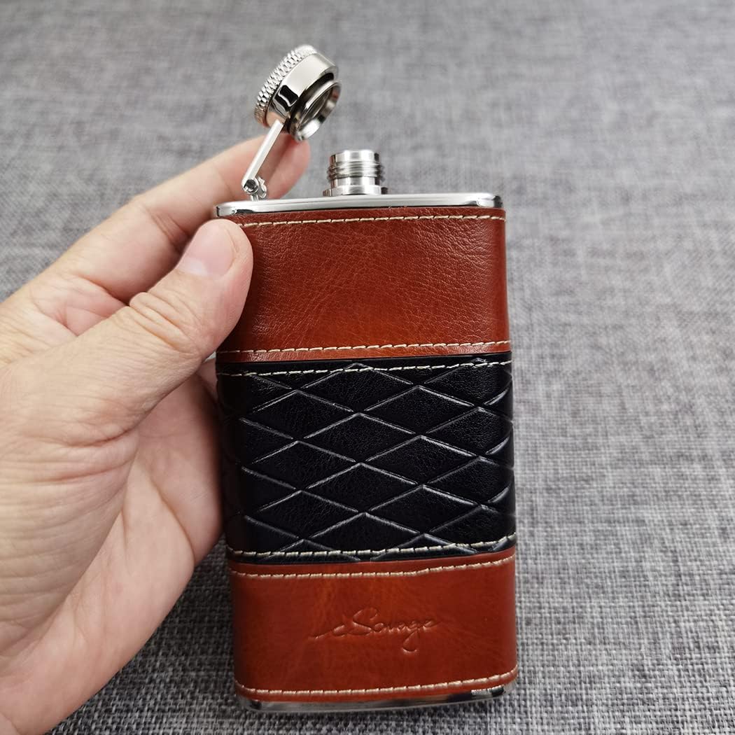 4oz Leather Wrapped Hip Flask-YM156