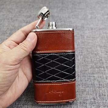 4oz Leather Wrapped Hip Flask-YM156