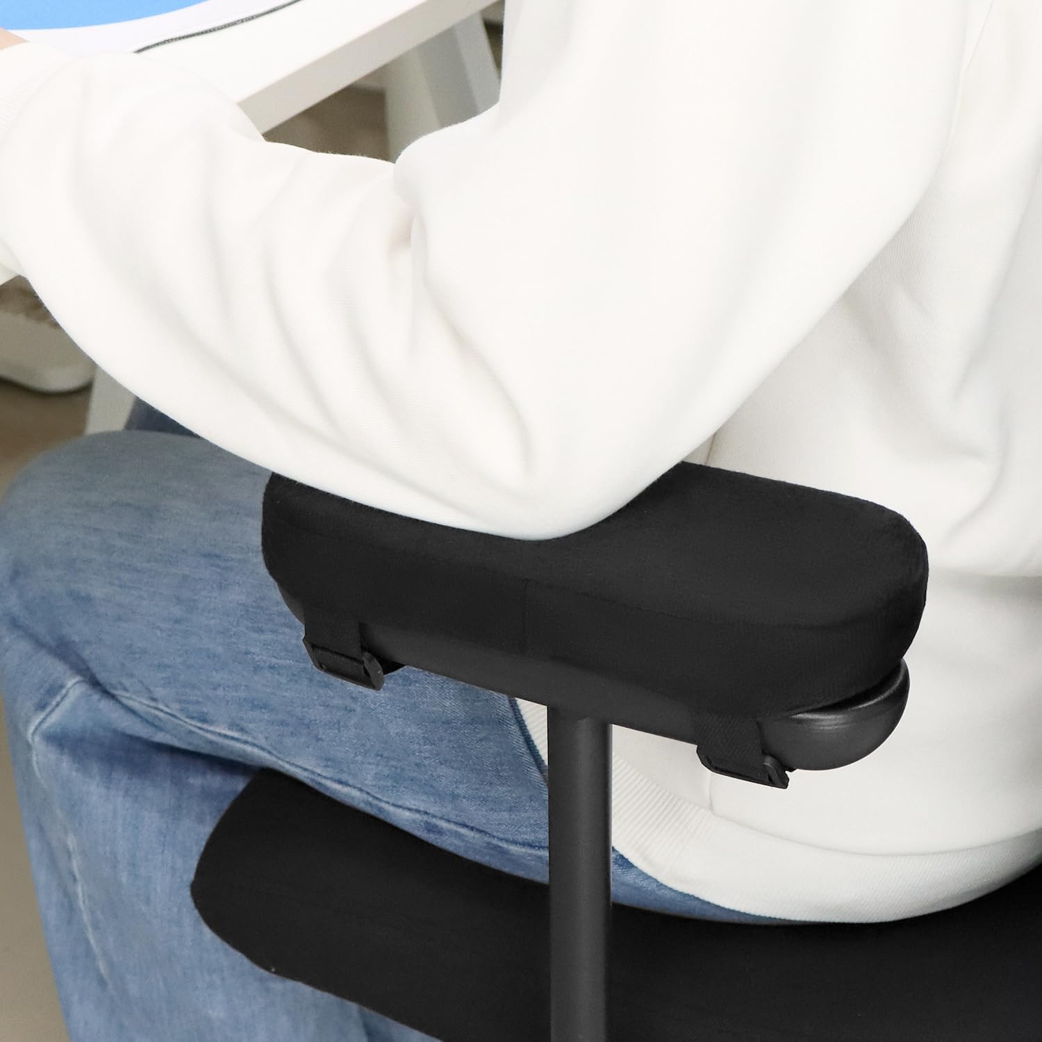 QWORK® 2 ergonomiczne poduszki na podłokietniki z pianki – antypoślizgowa konstrukcja, zdejmowane pokrowce można prać i nadają się do krzeseł biurowych i krzeseł gamingowych