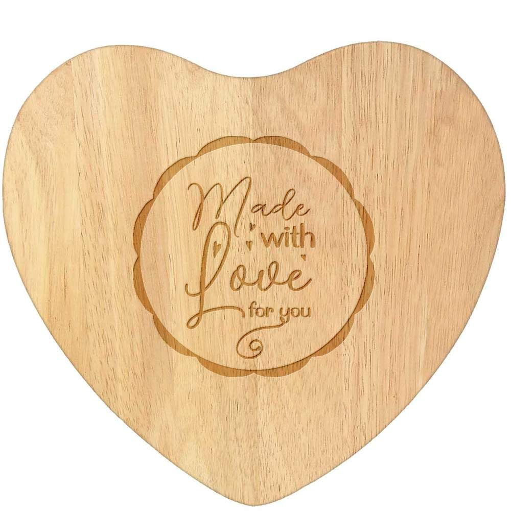 Azeeda 'Made with Love' Wooden Heart Shaped Chopping/Cutting Board (WB00069615)