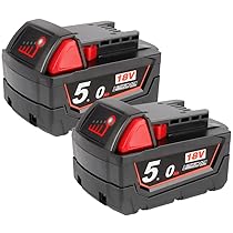 Powarobor M18B5 18V 5.0Ah Batteria di ricambio agli ioni di litio Compatibile con Milwaukee M18 18Volt Batteria 48-11-1860 pack of 2