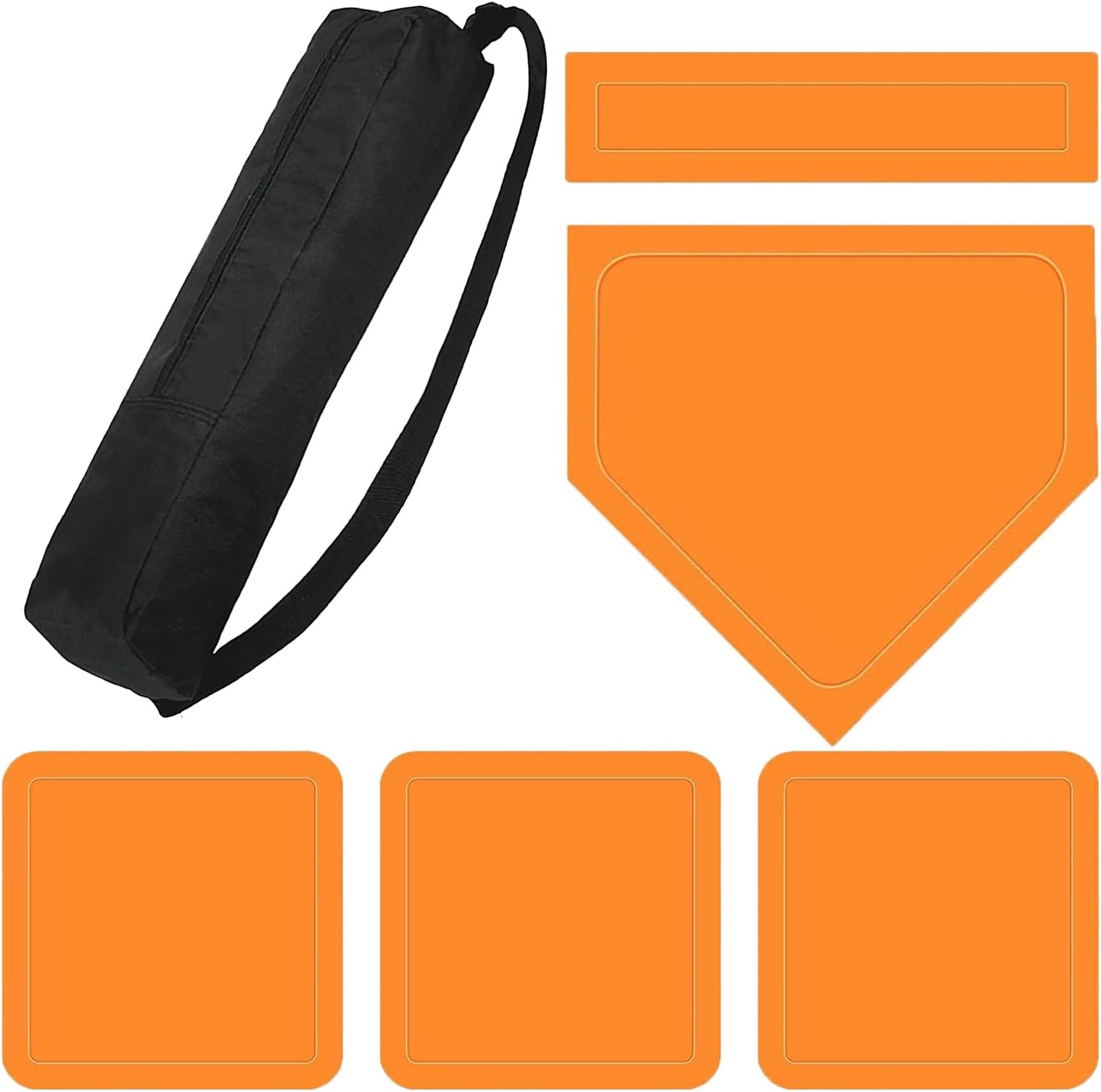 Throwdown Rubber Base Set - Baseball Training Equipment, 5 Piece Baseball Bases, Rubber Field Bases Throwing Bases, Softball Exercise Training Equipment With Pitching Off With Pitching