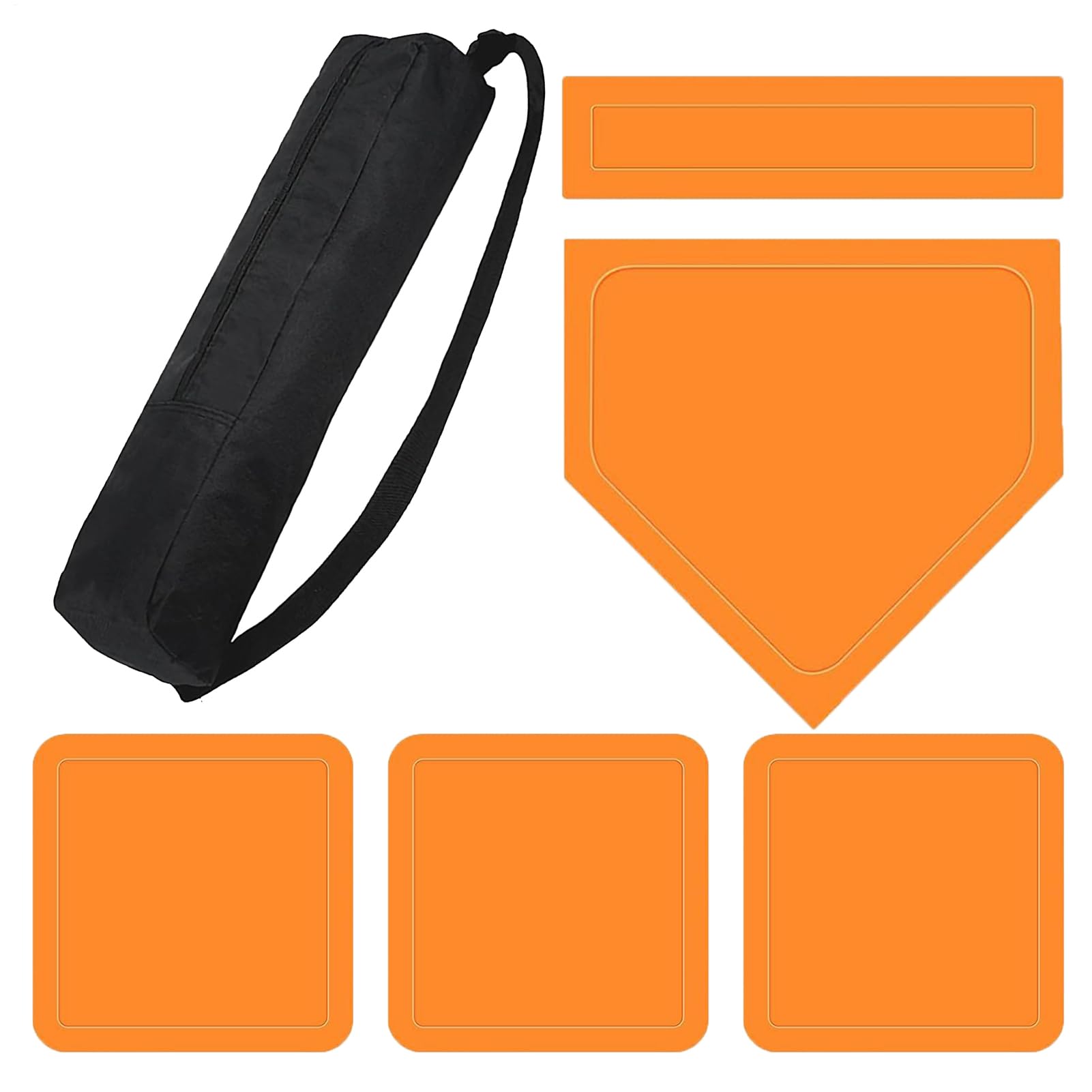 Throwdown Rubber Base Set - Baseball Training Equipment, 5 Piece Baseball Bases, Rubber Field Bases Throwing Bases, Softball Exercise Training Equipment With Pitching Off With Pitching