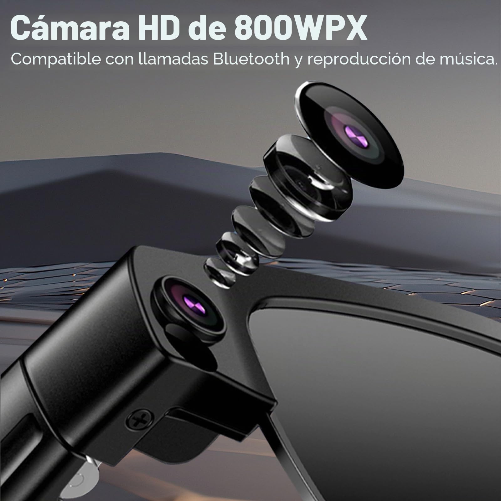 AI Smart Glasses Cámara 4K HD, 800 W, cámara antivibración, gafas con grabación de vídeo, micrófonos duales con cancelación de ruido, transmisión simultánea, integración ChatGPT (lentes fotocromáticas