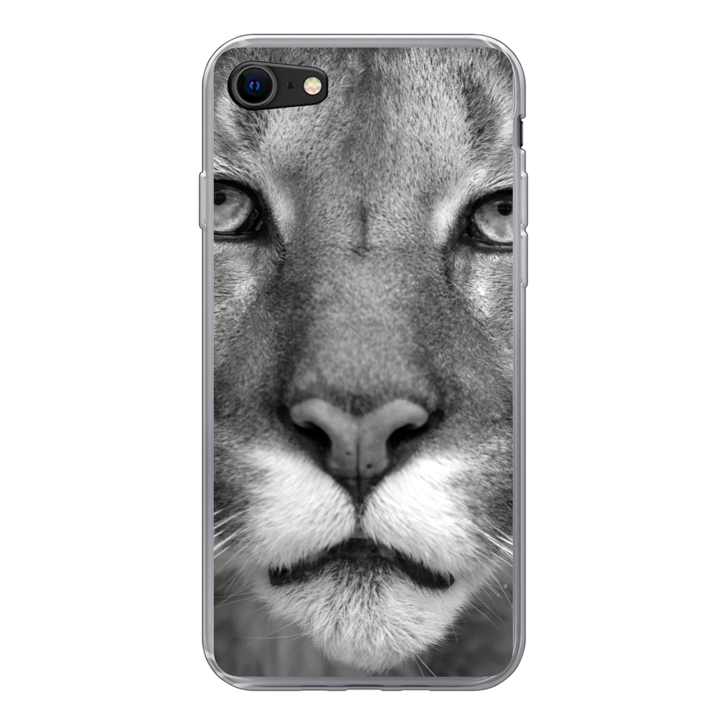 MuchoWow Funda para iPhone 8 - Pantera - Vida Silvestre - Negro - Blanco - Funda de Silicona/Funda Blanda para teléfono móvil