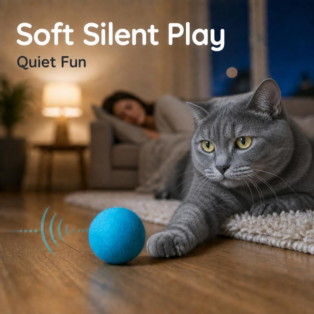 Wool Cat Toys - Felt Cat Toy Balls for Small Pet Fetch and Play - Eco Friendly Quiet Wool Ball Cat Toy for Cats and Kittens - 6 PCS Choose Your Colors (Aqua) image 3