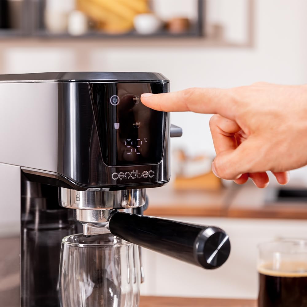 Cecotec Ekspres do kawy do espresso i cappuccino Power Espresso 20 Touch. 1350W, 20 barów, ekran dotykowy, parowiec, zbiornik na wodę 1 l, termoblok, podgrzewacze, taca ociekowa, akcesoria