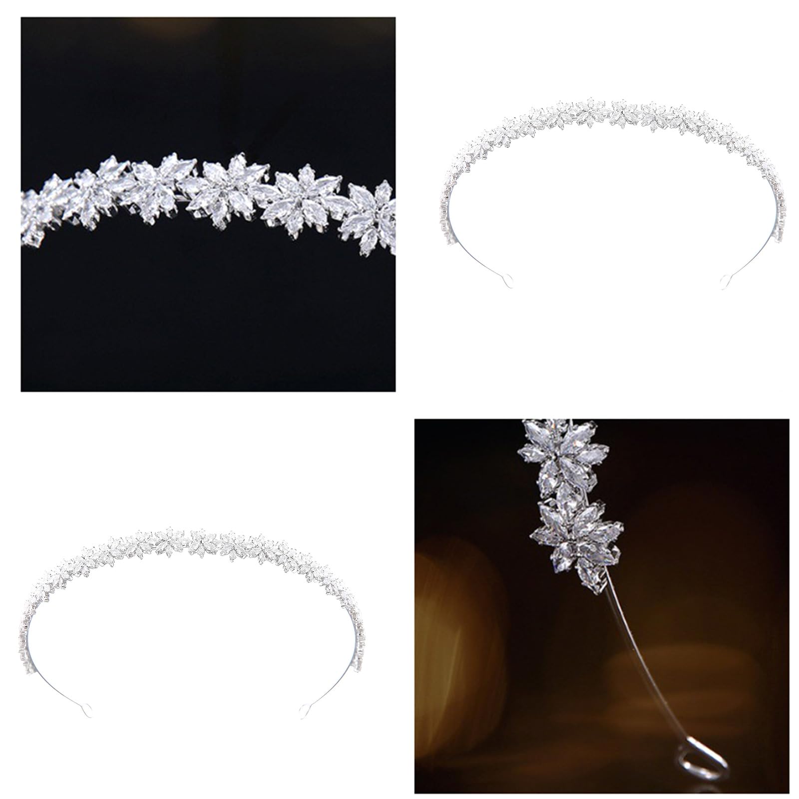 Cerchietto per capelli con motivo floreale da principessa, con zirconi 3D, perfetto per corone di capelli con fiocco di neve