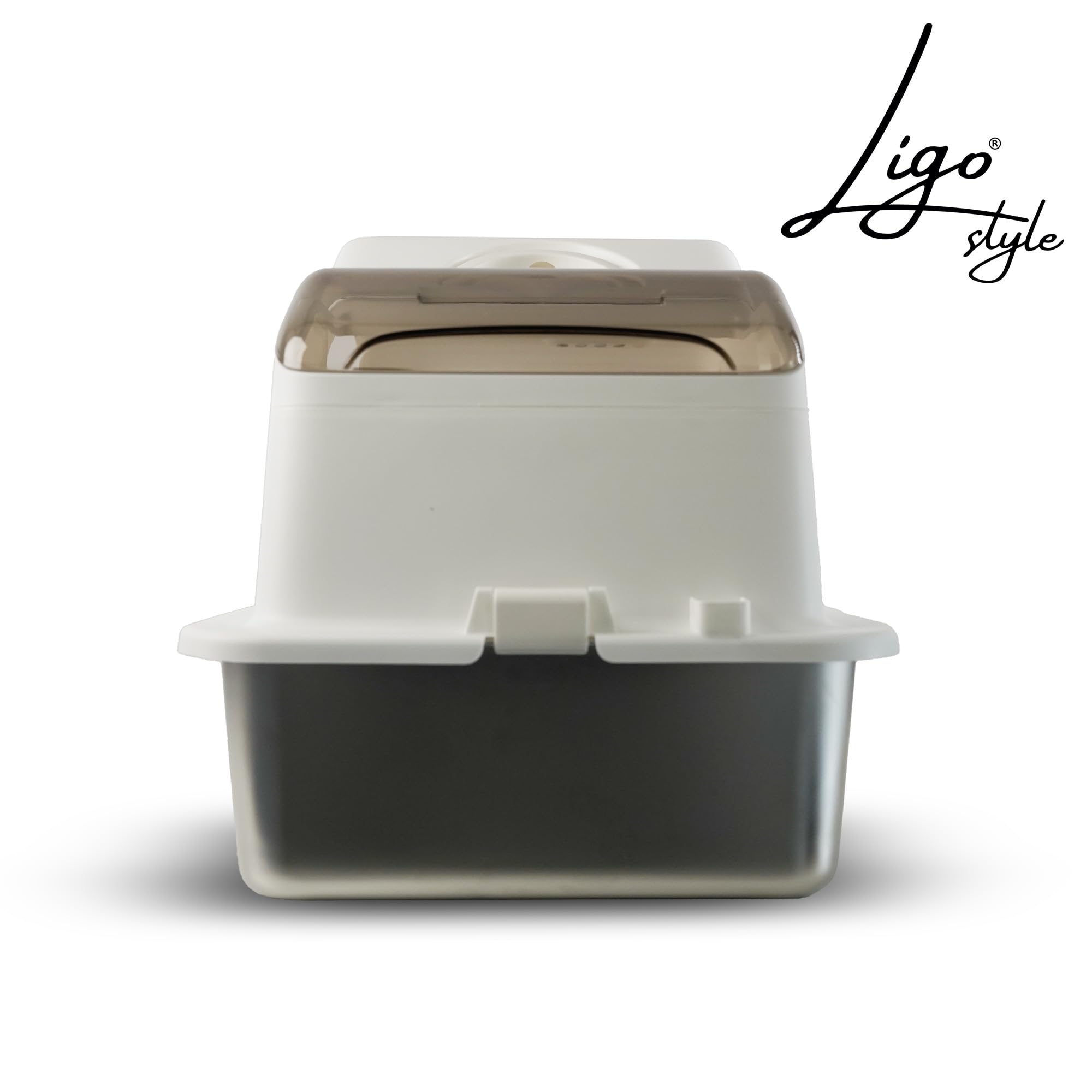 Ligo - Lettiera per gatti in acciaio inox chiusa, grande lettiera chiusa con filtro e rampa contro lo spargimento, a prova di perdite, inodore, facile da pulire