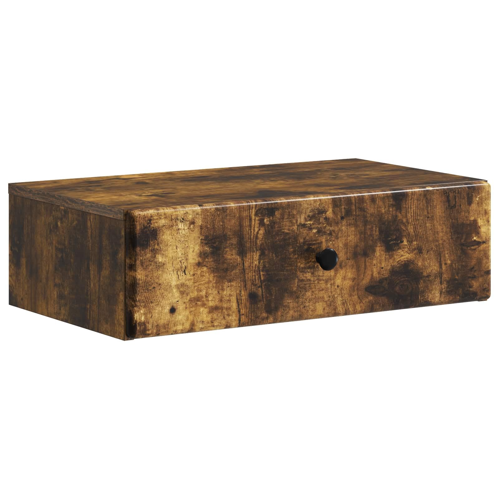 Mesita de pared lateral roble ahumado 59 x 34,5 x 17 cm con 1 cajón