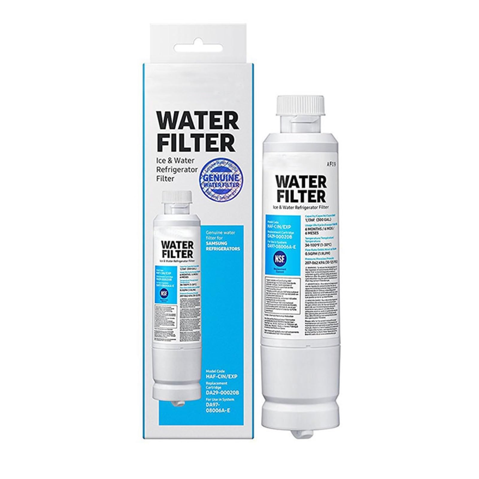 1 unidad de repuesto de purificador de agua con filtro de carbón for refrigerador, Compatible con Samsung Natural, reemplaza Da29-00020b