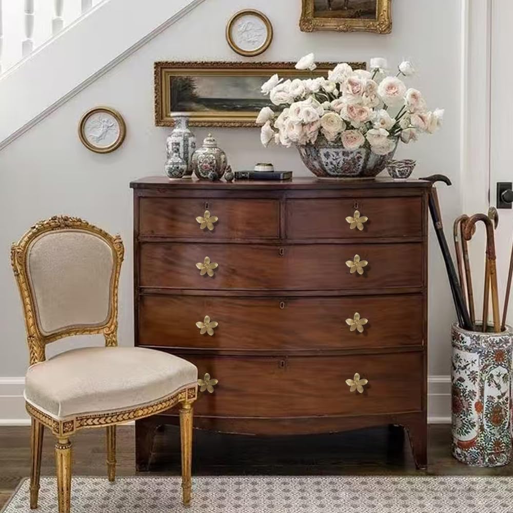 TKWINKT Flower Drawer Knobs Flower Cabinet Knobs Zinc Alloy Dresser Knobs  2.4 inch (61mm) Gold Cabinet Door Knobs (4, Gold) - Amazon.com