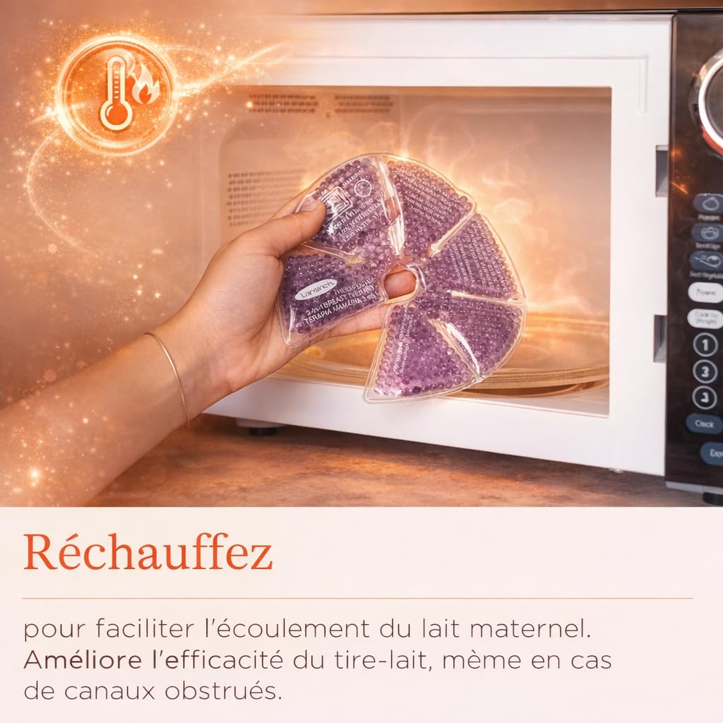 Coussinet Gel Allaitement [Société Française] Lot de 2 Compresses 3-en-1 Chaud/Froid Allaitement Pour Sein - Soulage Engorgement/Mastite & Douleurs - Confortable & Réutilisables (VIOLET)