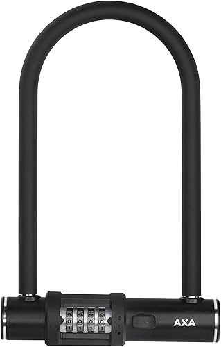 AXA Combo 8 - Cerradura en U para bicicleta, seguridad antirrobo con código combinado reiniciable de 4 dígitos, acero endurecido de 0.472 in, ideal