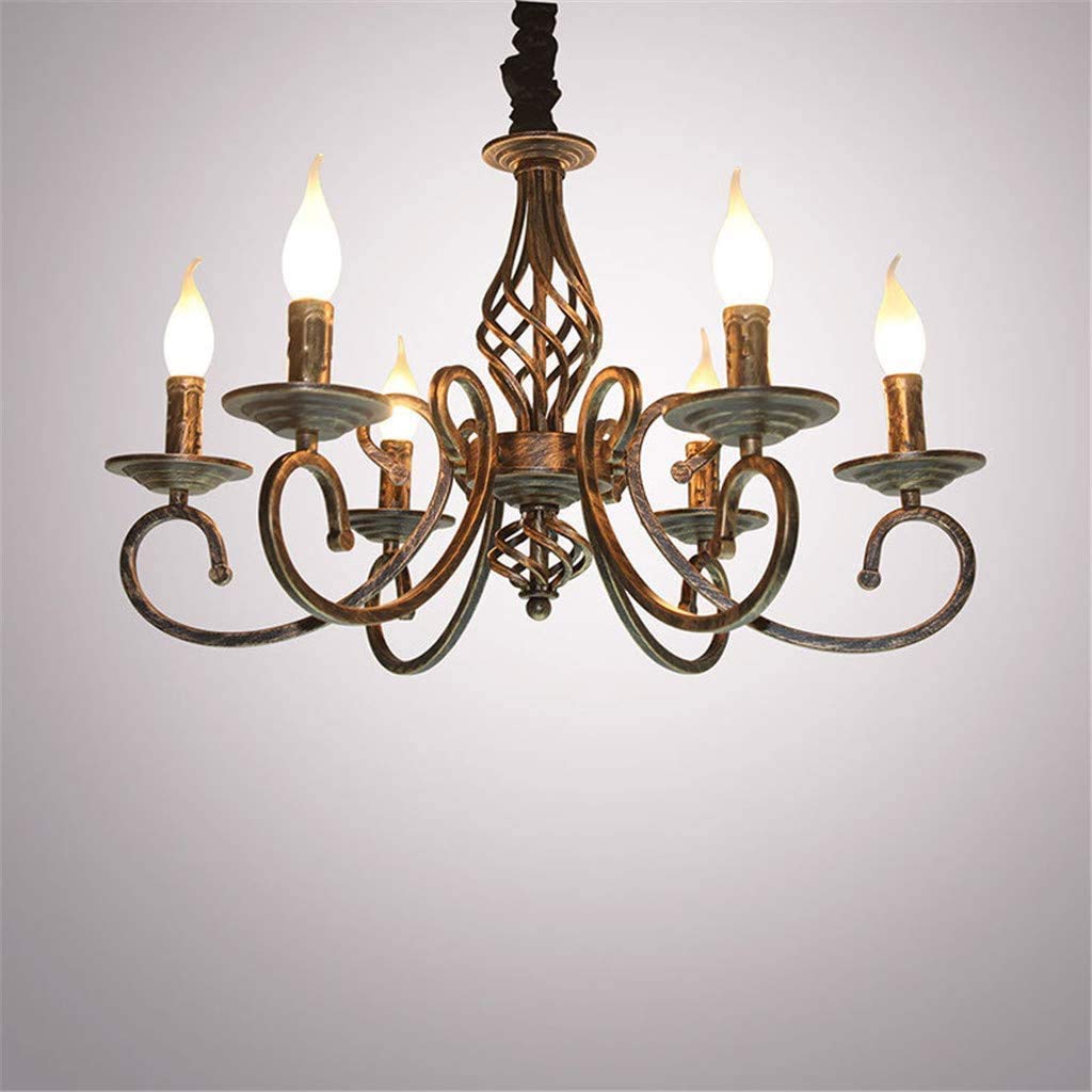 Pendelleuchte Antik Industrie Hängeleuchte Klassische Anhänger Kerze Kronleuchter Höhenverstellbar E14 Schmiedeeisen Hängelampe Landhausstil Stil Wohnzimmer Einfach Pendellampe,Bronze,6 heads