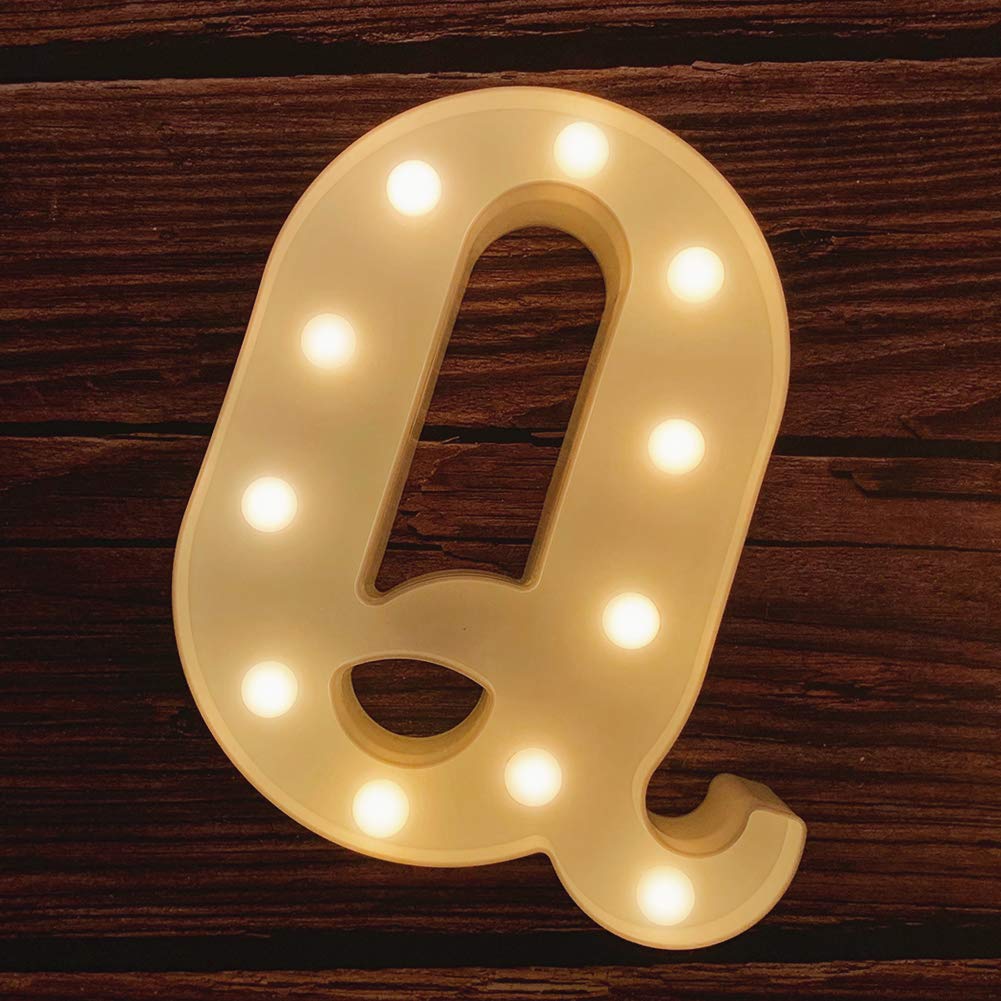 MUMUXI 5W LED Marquee Letter Lights, Warm White, Q Shape