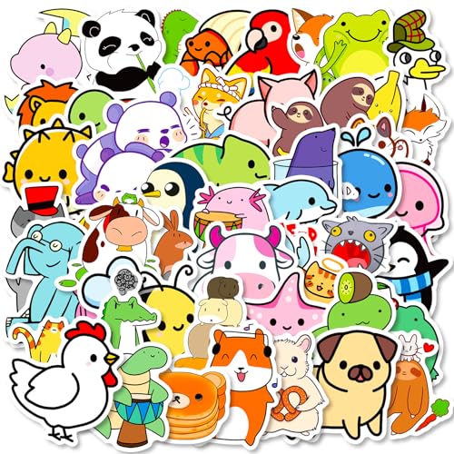 50枚多種小動物清新かわいい子供イラスト幼稚園学生ごほうび装飾ステッカーセット人気、おしゃれ防水DIY手帳デコキラキラ動物デカールノート水筒スマホケーススケボー旅行バッグギターPC文具子供部屋シール自転車ヘルメット用インスピレーション