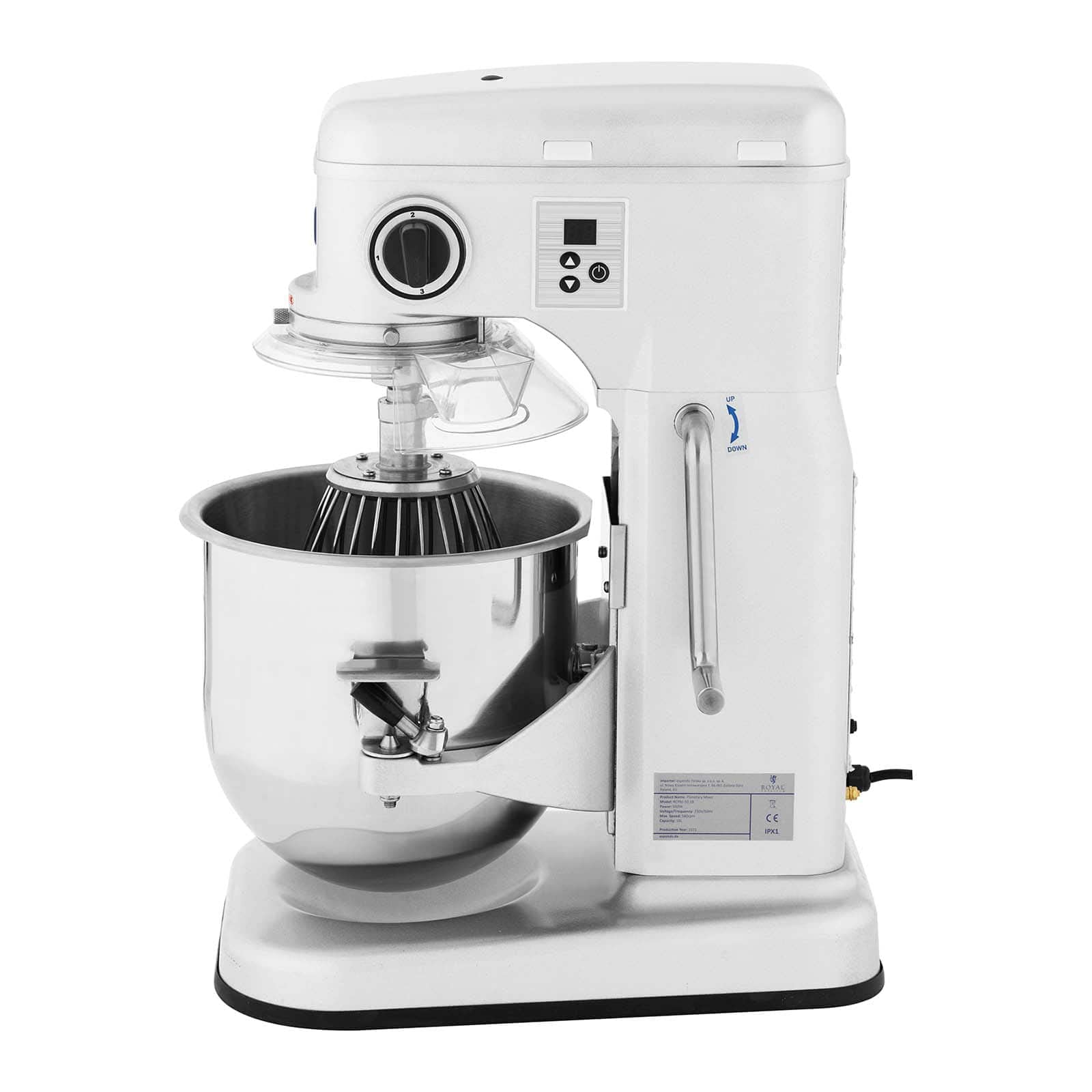 Royal Catering Amasadora Batidora De Cocina RCPM-10,1B (Motor: 650 W, Volumen: 10 l, Capacidad: 1,75 kg, Velocidad: 230-580 rpm)