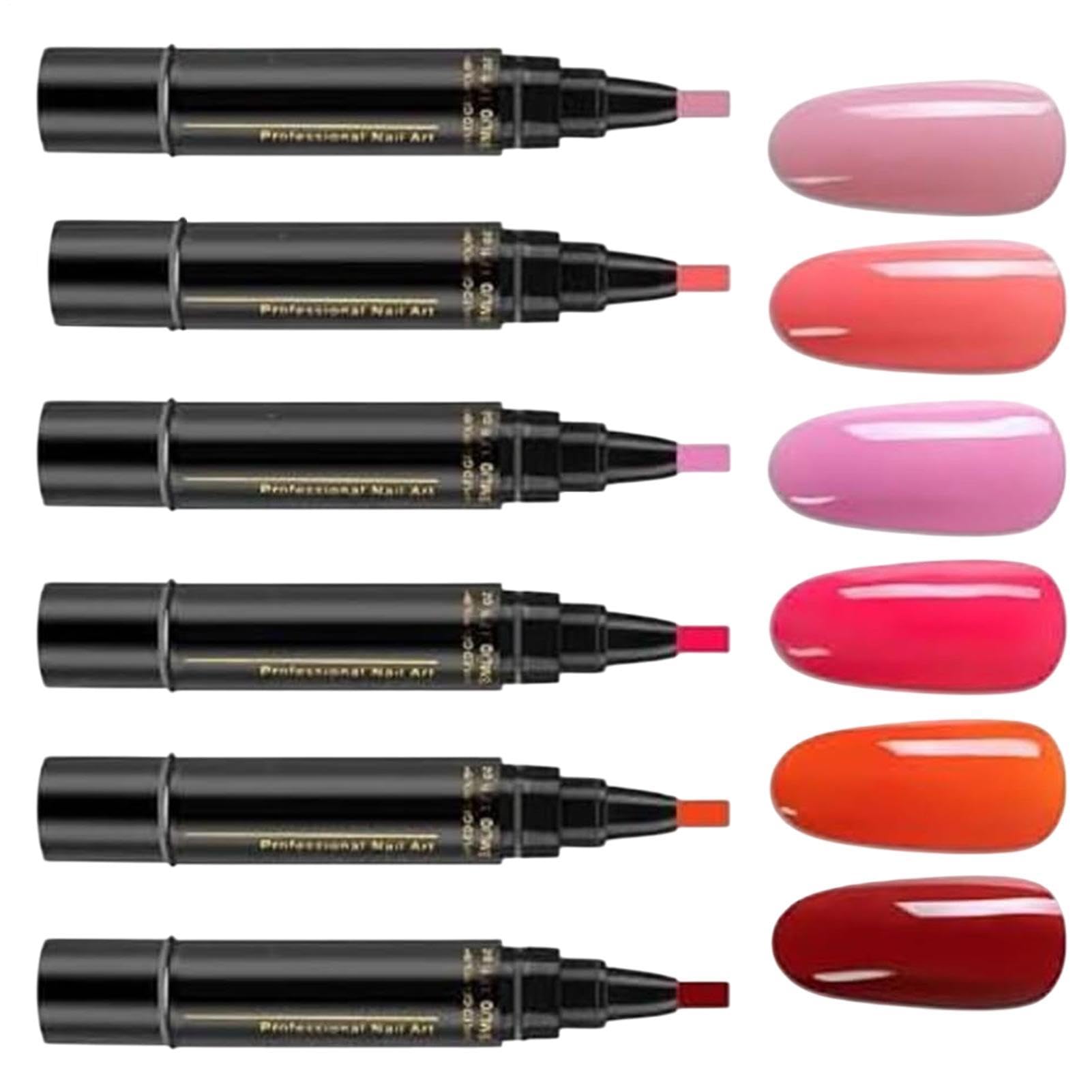 Esmalte De Uñas En Rotulador, 6 Colores De Rotulador Uñas Secado Rapido, Capacidad Extra Grande, 8 Ml/vial, Kit Manicura DIY Para Salones De Casa, Práctica De Uñas, Adecuado Para Adultos Y Niños