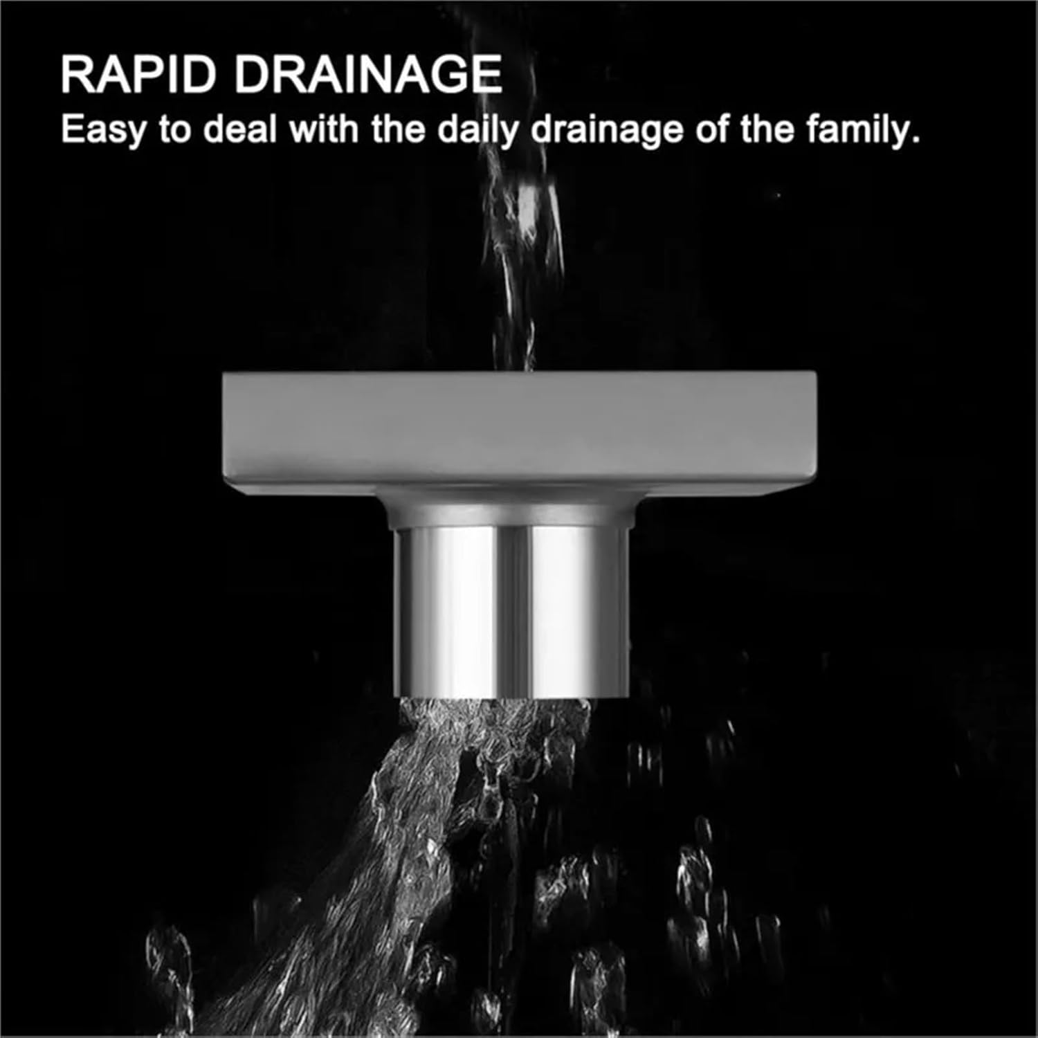 Square Hidden Inlay 304 Stainless Steel Floor Drain Bathroom Toilet Gun Gray Copper Core Proof Odor Proof Floor Drain 1Pcs(Black E)