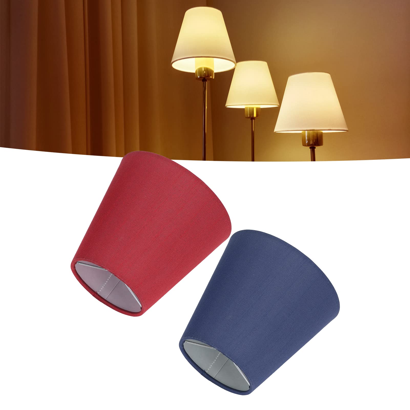 Paralumi in Tessuto, Piccoli Paralumi a Clip per Lampadario E14, Copertura per Lampadina Pendente, 6 Pezzi, Tessuto di Cotone Nero for Comodino, Parete, Soggiorno