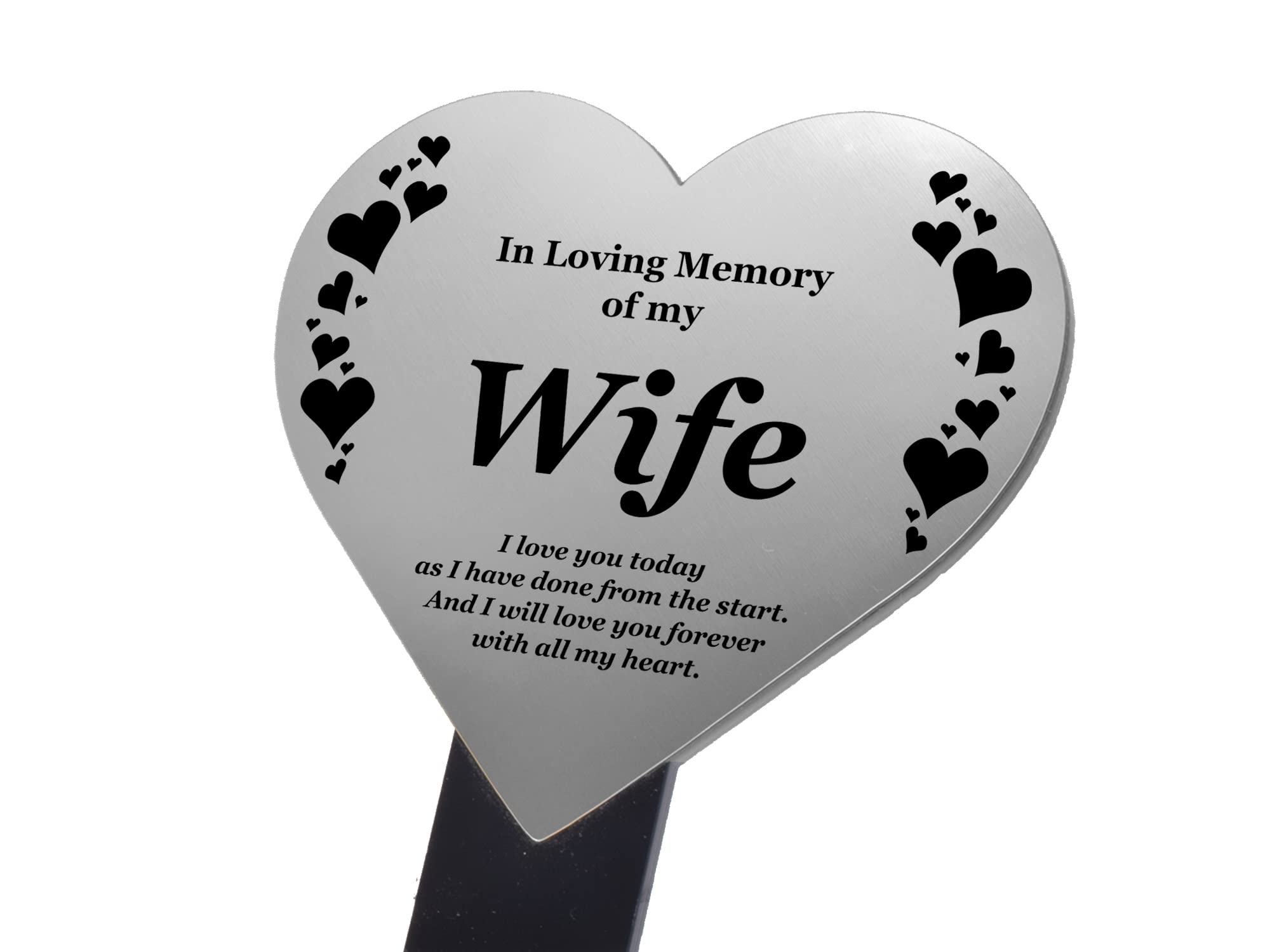 Origindesigned Silver Wife Memorial Remembrance Plaque Stake, Heart Shape - Gold/Silver/Copper, Waterproof, Outdoor, Grave Marker, Tribute, Plant Marker Active Restock Requests: 0 (Silver)