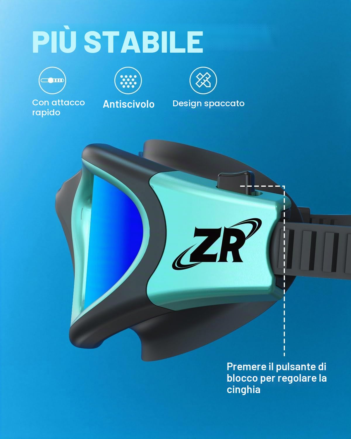 ZIONOR Occhiali da nuoto polarizzati per uomo e donna, G1-MAX Occhialini da nuoto con specchio/lente fumo, protezione dai raggi UV, cinghia regolabile, comfort professionale