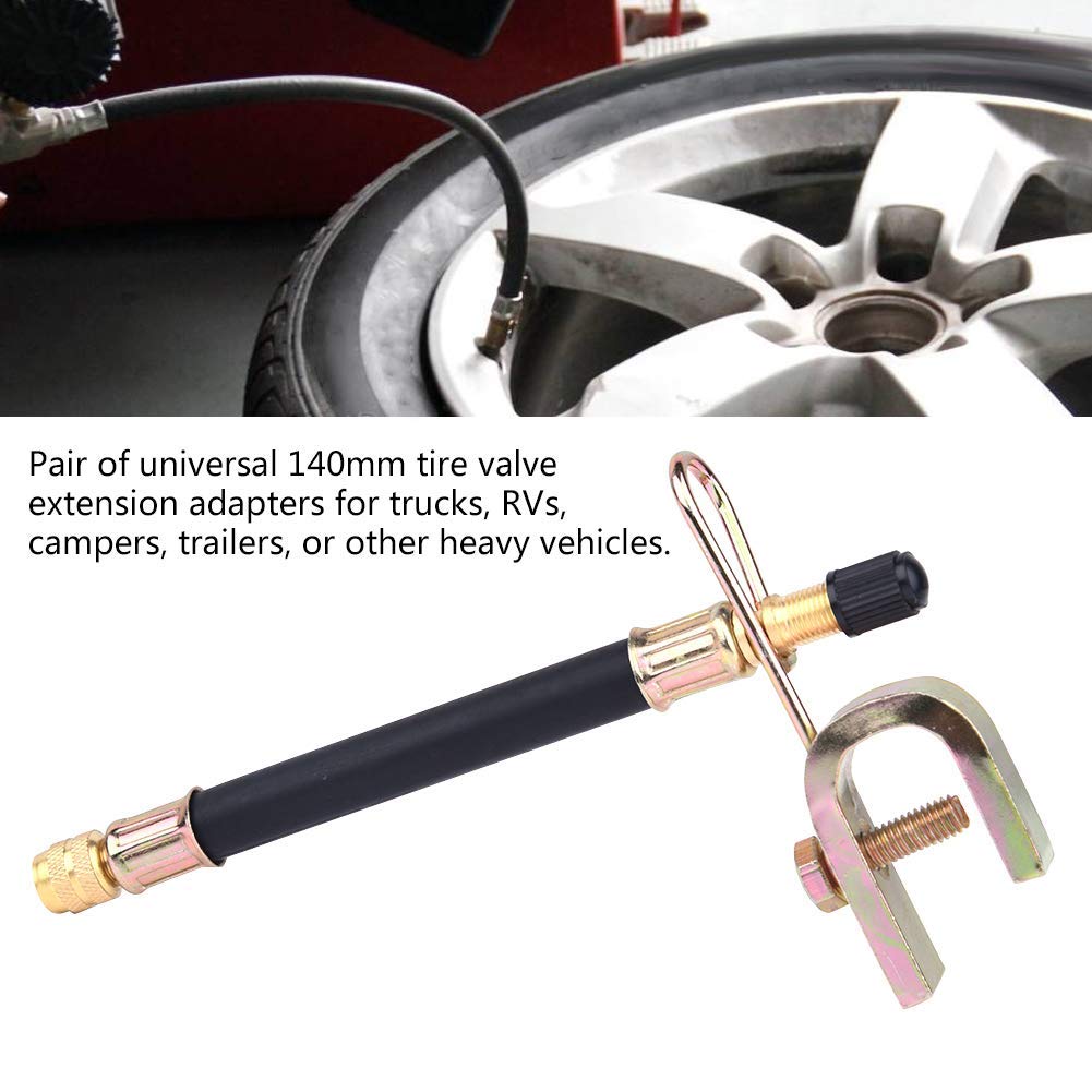 4 x extensión doble de válvula de neumático flexible con adaptador para rueda de autobús y camión de transmisión 140 mm + 2 abrazaderas
