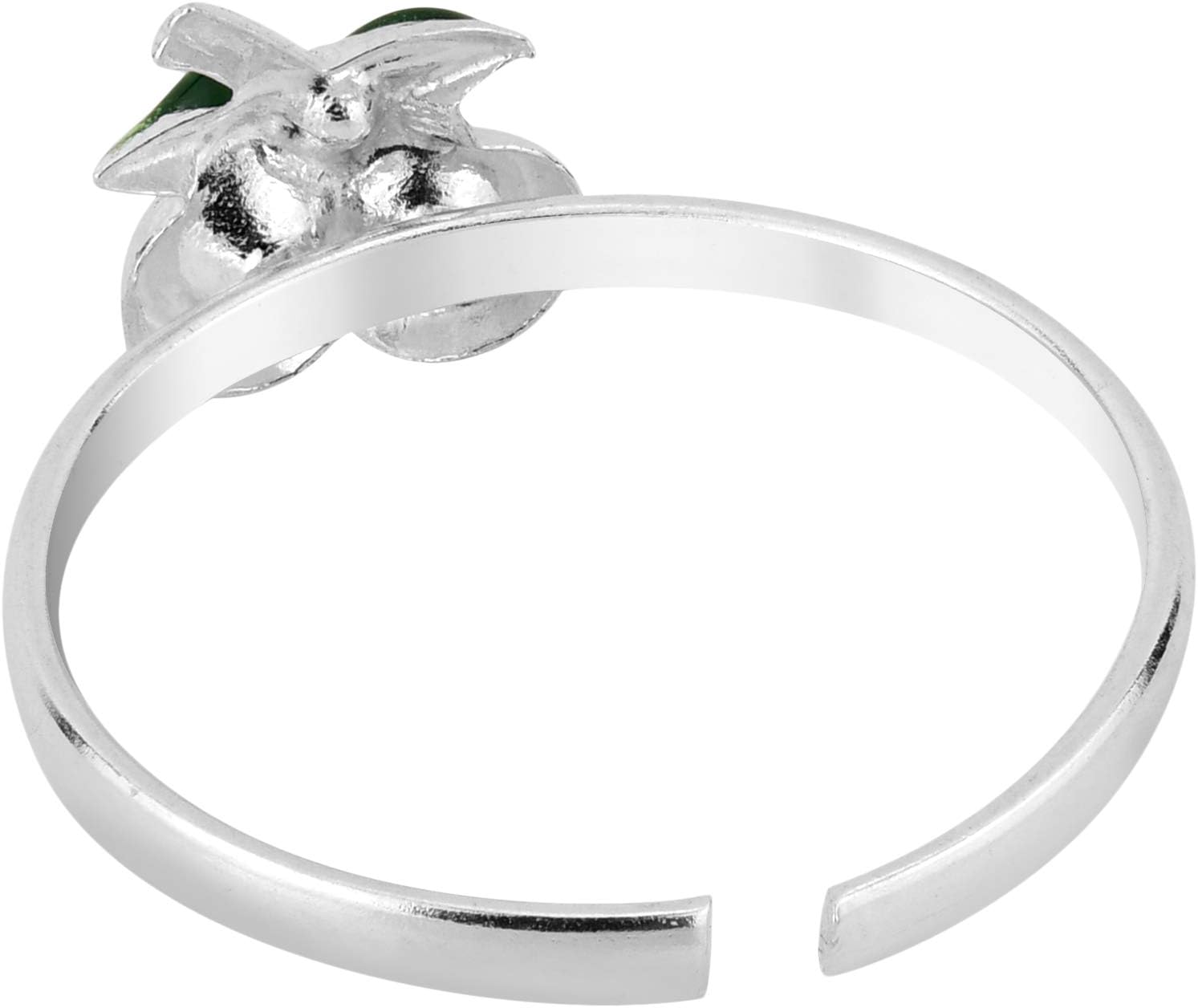AeraVida Sublime Cherry Inlaid Red Cubic Zirconia .925 Sterling Silver Toe or Pinky Ring | Adjustable Sterling Silver Toe Ring