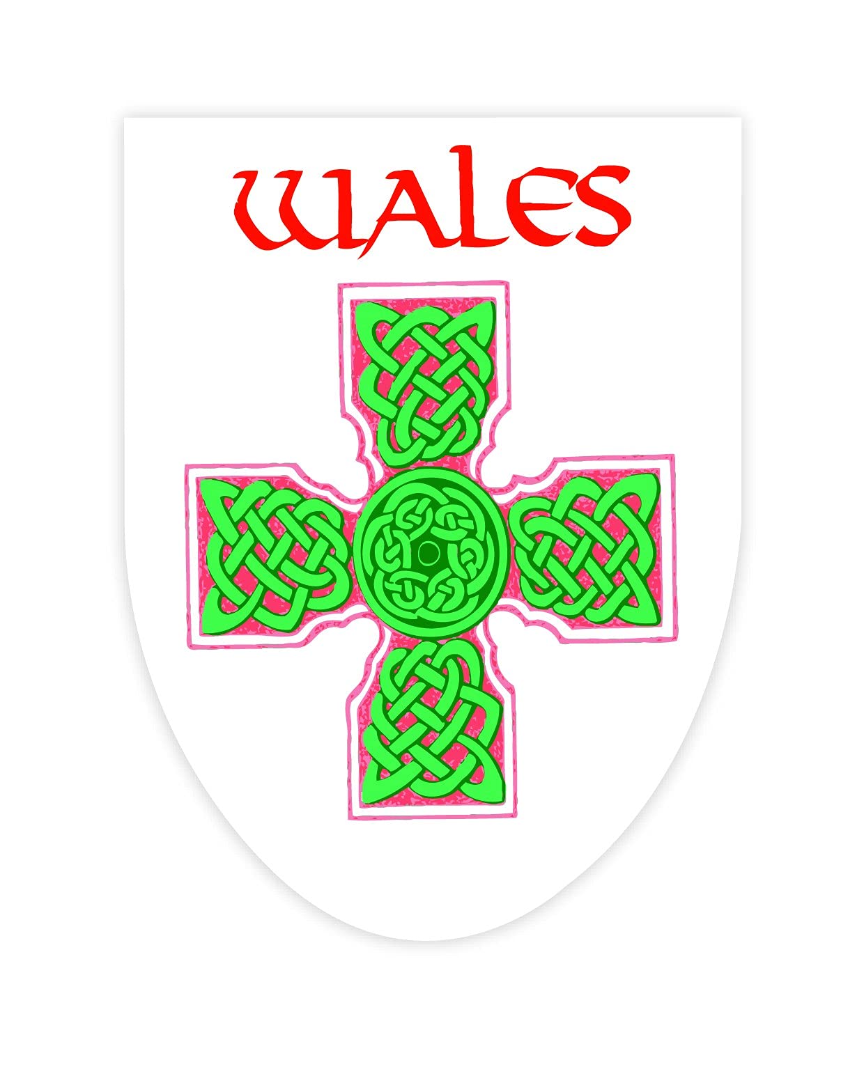 Wales Welsh Cymru Flag Decal Sticker Car Bike (Wales White Celtic Cross Shield)