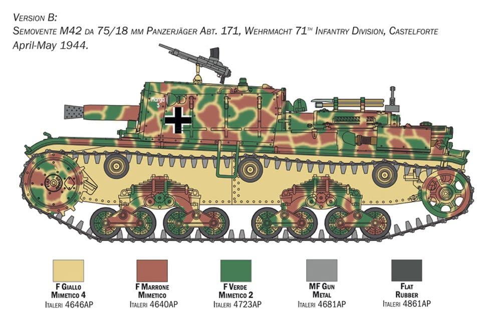 Italeri 6569 Semovente M42 da 75/18 mm, Scala 1:35, Plastic Model Kit, Modello in plastica da Montare, modellismo, mezzi Militari