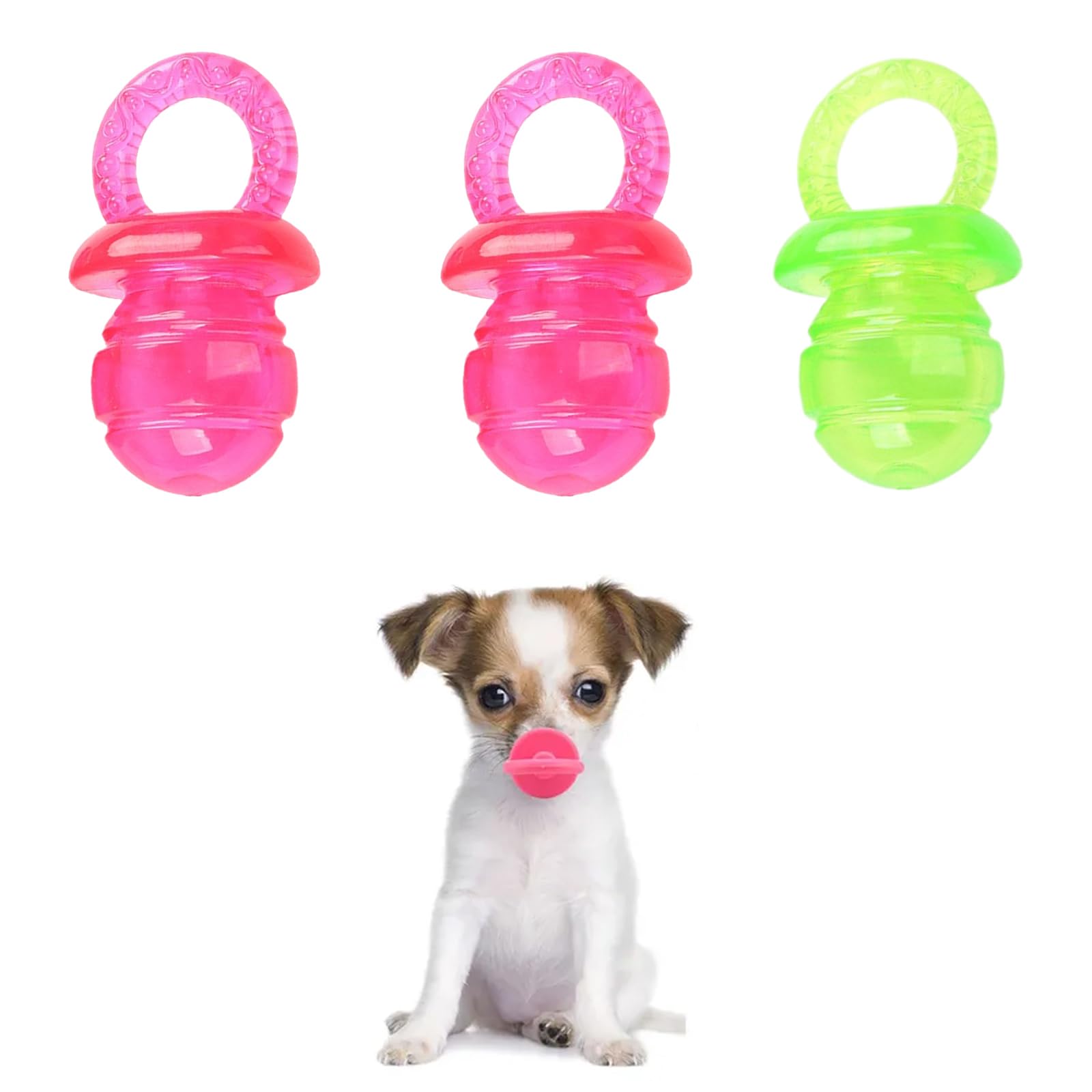 YuanYouTong Dog Pacifiers, 3 Pcs Durable Puppy Chew Toys, Natural TPR Pacifier, Rubber Dog Teething Toys