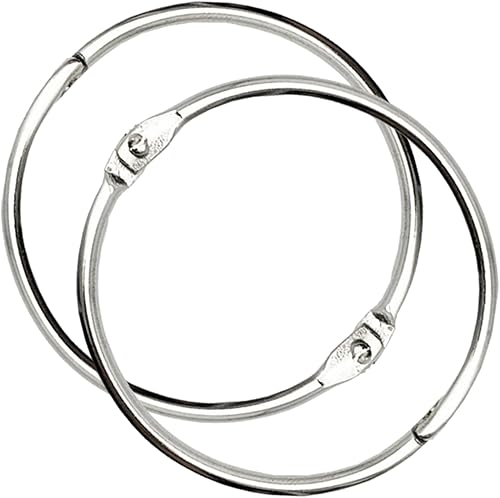 OWLKELA Paquete de 30 anillos de hojas sueltas de 2 pulgadas, anillos de acero chapado en níquel, llaveros de metal, anillos de metal para tarjetas