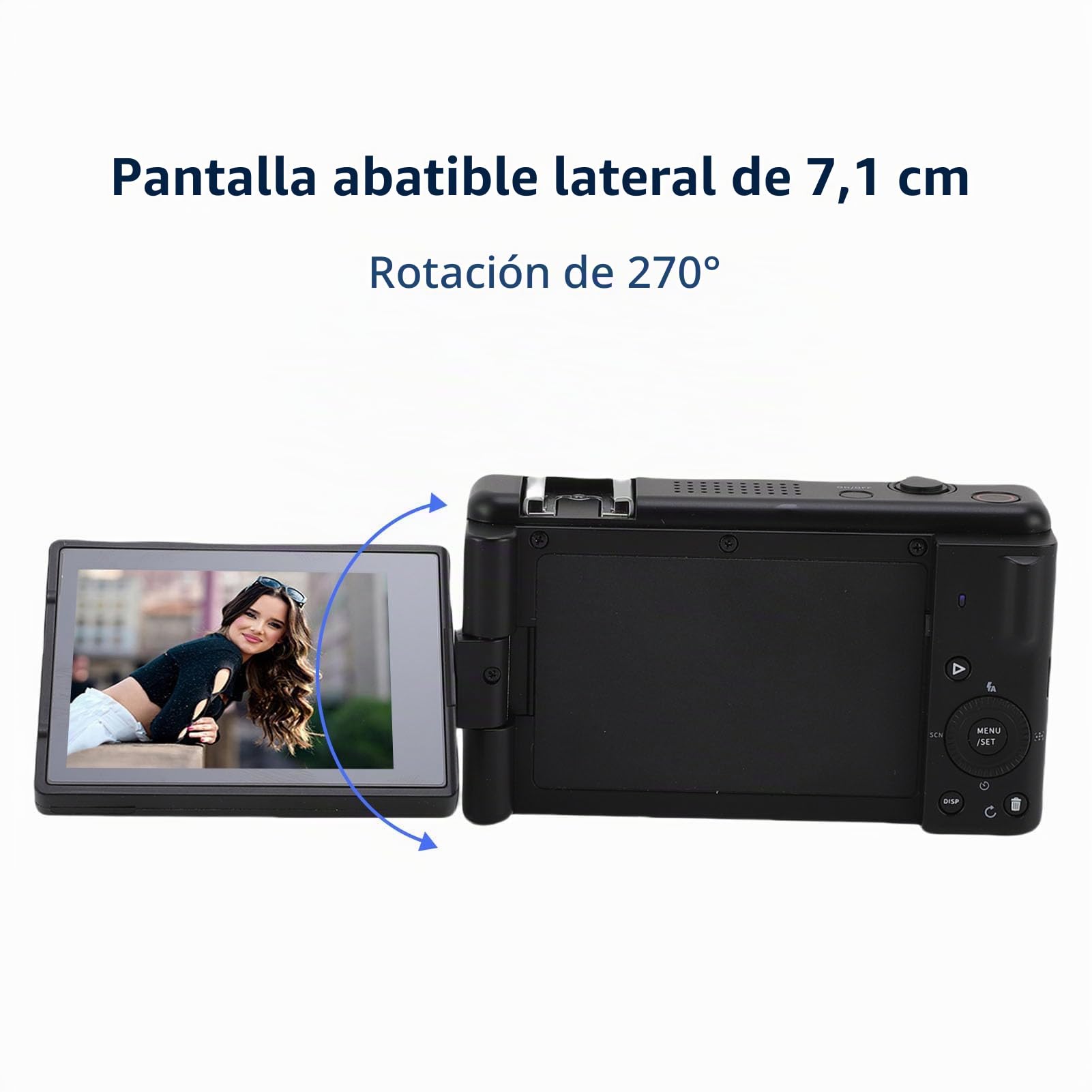Cámara Digital 5K con WiFi, 80MP HD 18X Zoom Enfoque Automático 180 Grados Cámaras de Vlogging con Pantalla Abatible de 2,8 Pulgadas, Giroscopio de 5 Ejes Soporte Antivibración (Negro)