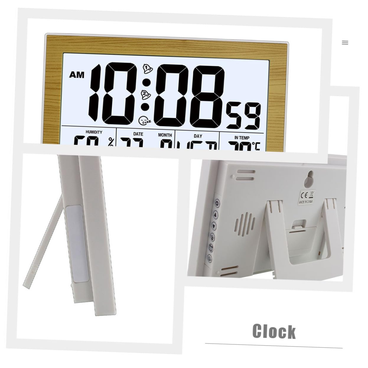 Orologio Digitale da Parete e Tavolo con Ampio Display e Calendario Silenzioso Batterie Design in Legno per Casa Ufficio e Scuola Facile da Montare e Leggere