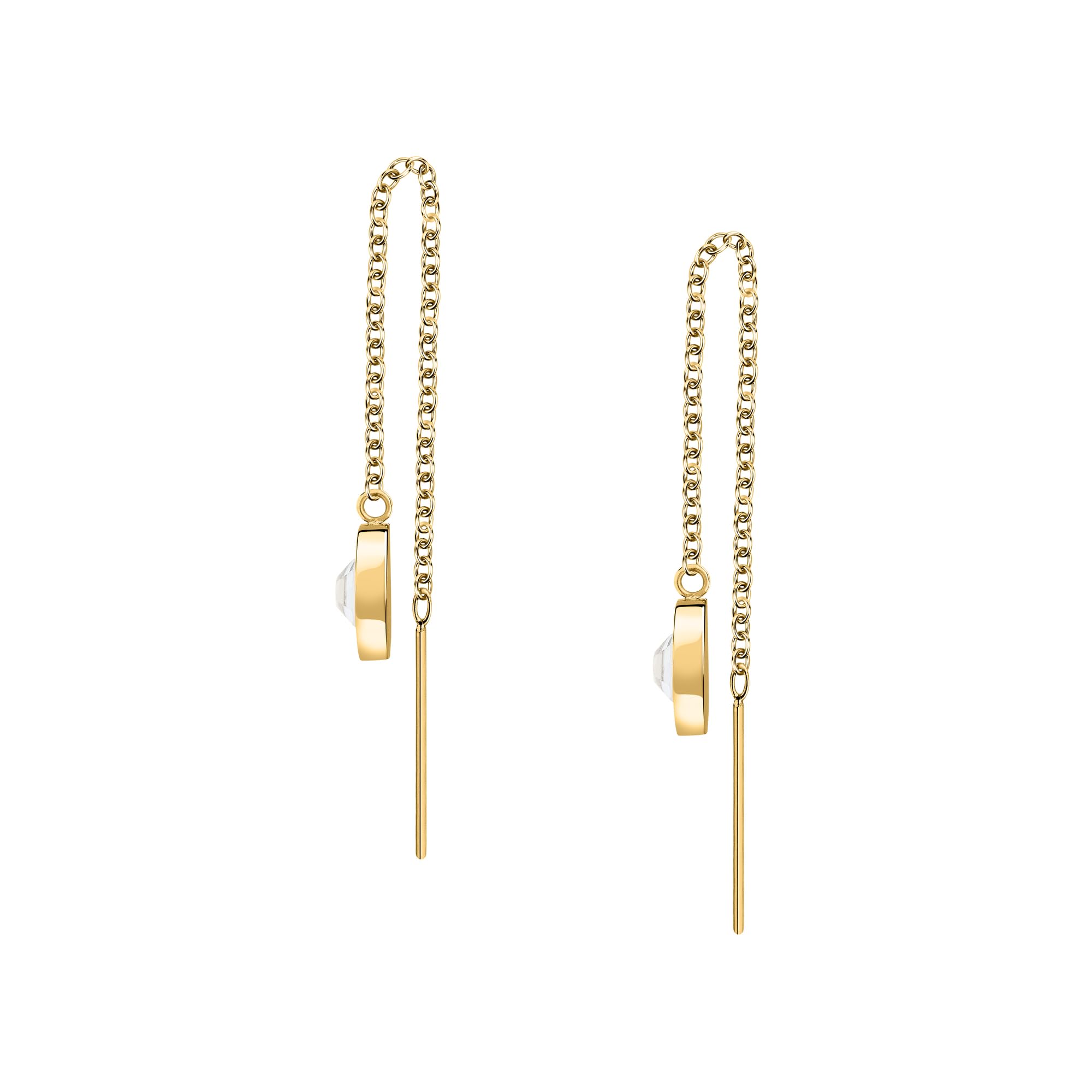TRUSSARDI Orecchini da donna in acciaio dorato, cristalli, collezione T-Logogogo, regalo di laurea - TJAXC117
