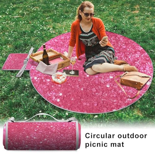 Manta de picnic redonda y rosa brillante para tus días de camping y parque en verano 6