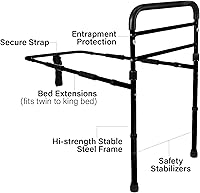 Vista 5 de Vaunn Medical New Adjustable Bed Assist Rail Handle (Passed ASTM F3186–17 Safety Standard) and Hand Guard Grab Bar, Bedside Safety and Stability