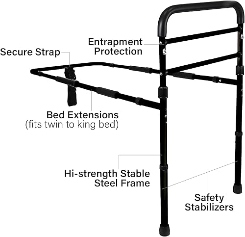 Miniatura 5 de Vaunn Nuevo mango de riel de asistencia de cama ajustable (aprobado por el estándar de seguridad ASTM F3186-17) y barra de agarre de protección de