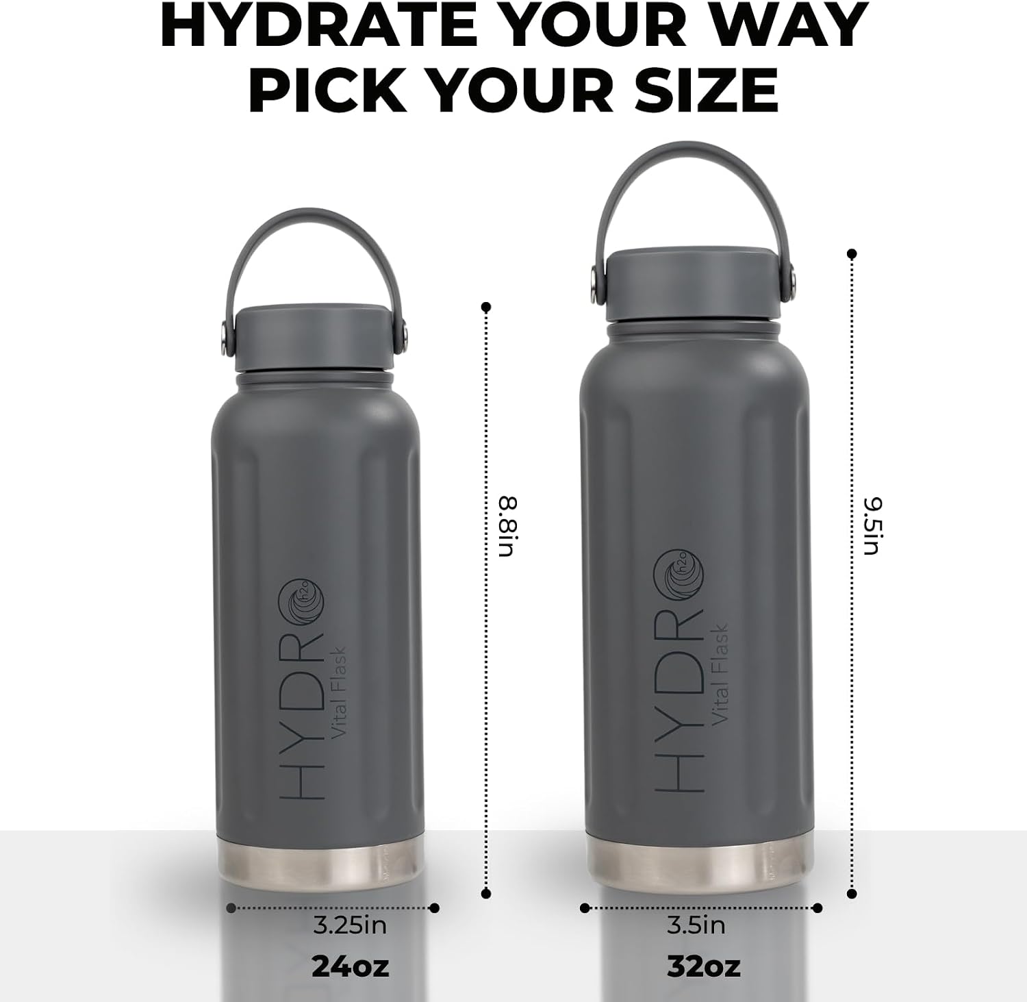 24 oz Insulated Stainless Steel Water Bottle With Carry Handle Lid