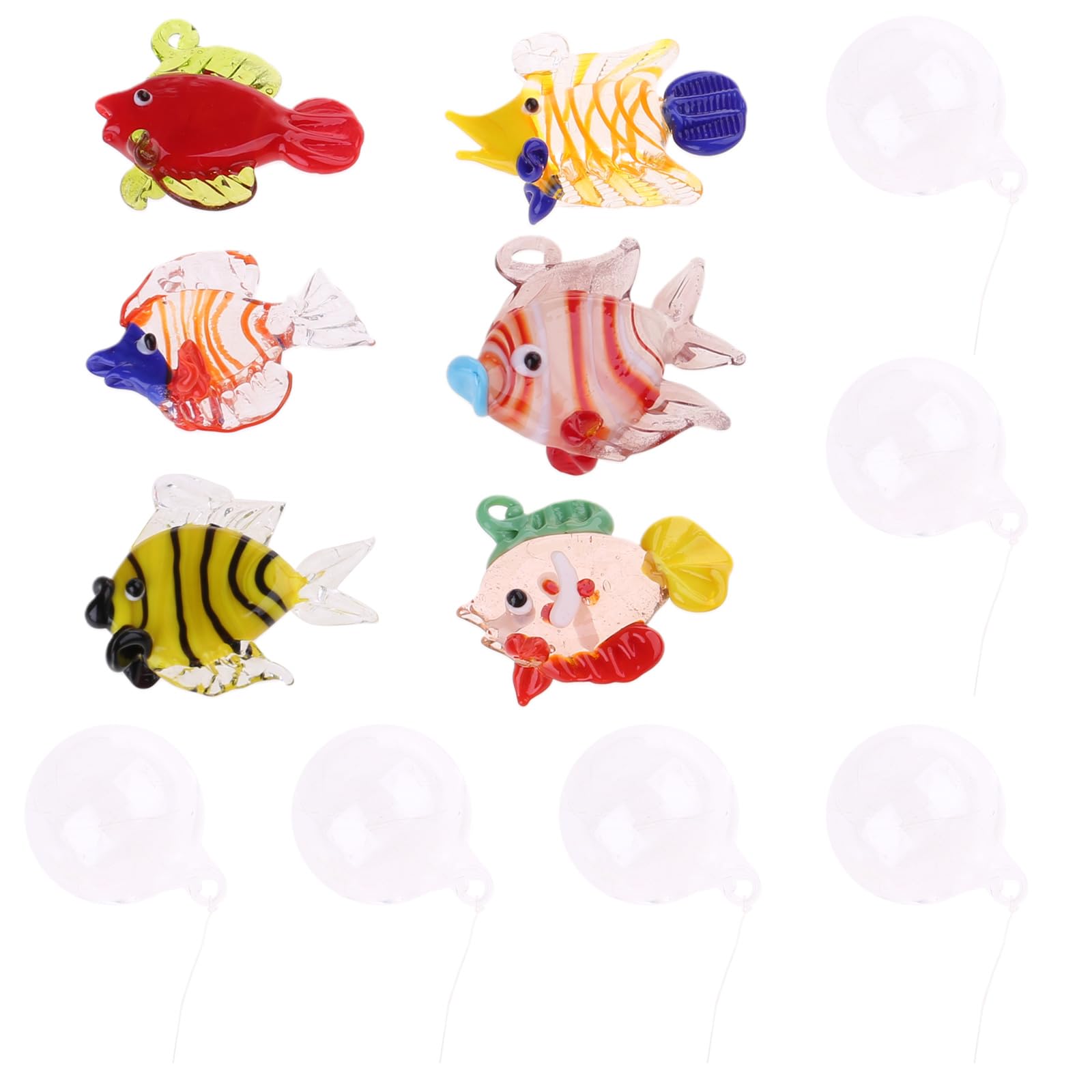 Jazuaiao Bubble Fish D 6Pcs Glass Bubble Fish Hanging Decorations, Assorted Glass Fish Bubble Hanging Charm, Aquarium Float Decors Embellishment