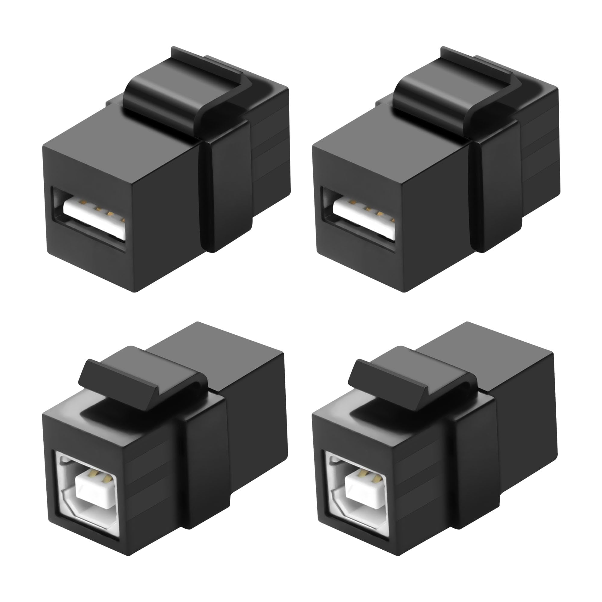XMSJSIY USB B to USB A Panel Mount Adapter Keystone Insert Solderless Socket Connector USB2.0 Type B Female to Type A Female Keystone Coupler Wall Outlet Jack Adapter for PC Printer Scanner - 4PCS
