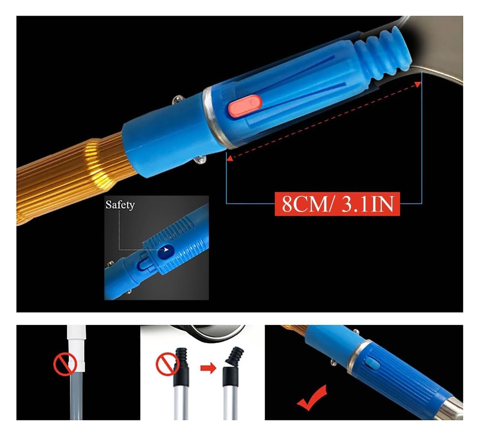 Kit di pulizia per finestre, asta lavavetri professionale per soffitti, balconi e pulizia vetri doccia (lunghezza 6,5 m)