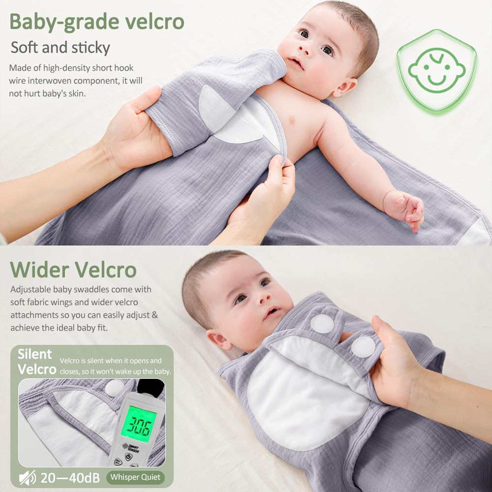 HINATAA Baby Swaddle Wrap, Newborn Swaddle Blanket Wrap with Breathable Organic Cotton, Adjustable Swaddle Blanket - Image 4